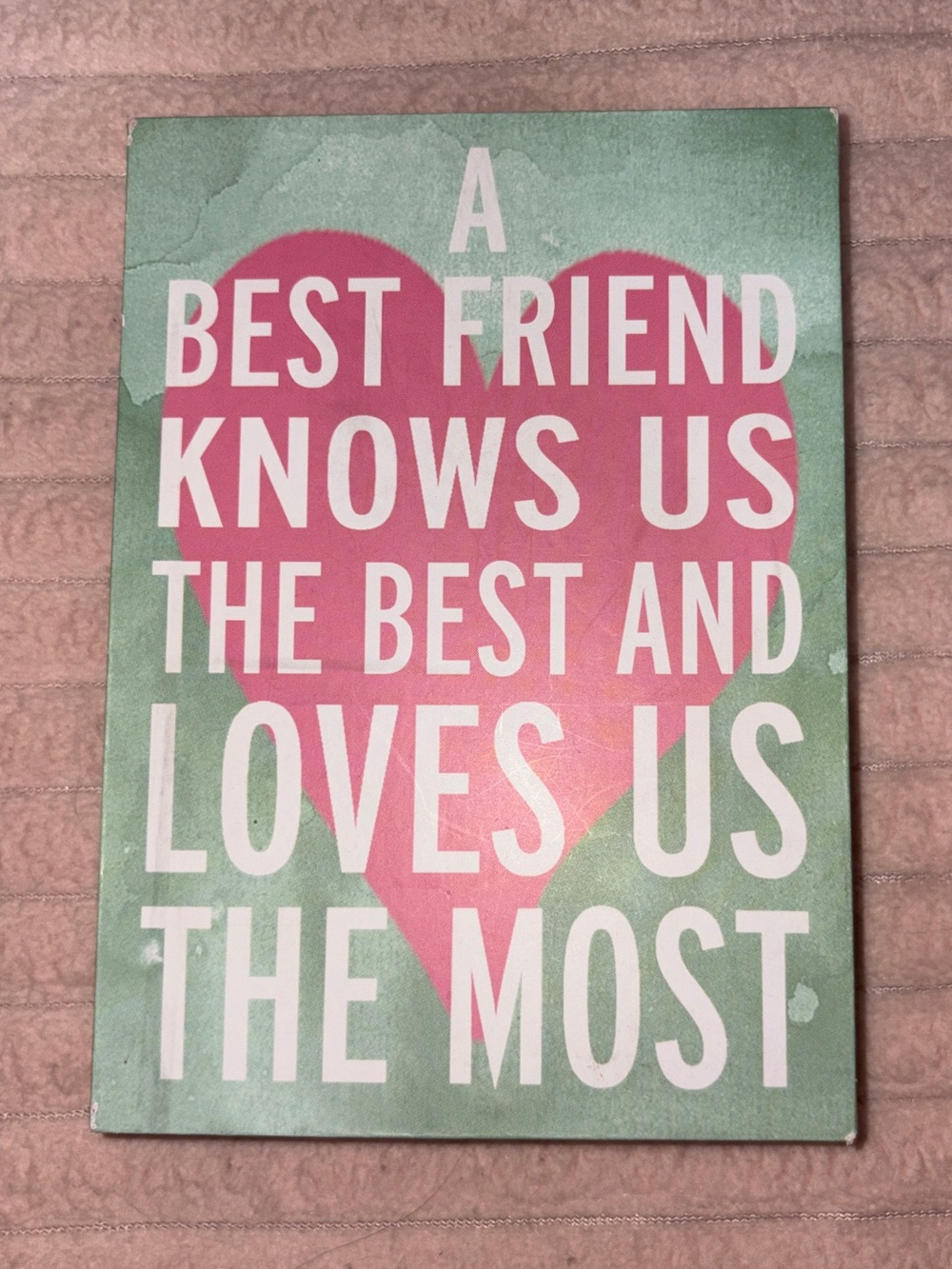 Green & Pink "Best Friend" Wall Sign - Inspirational Home Wall Decor